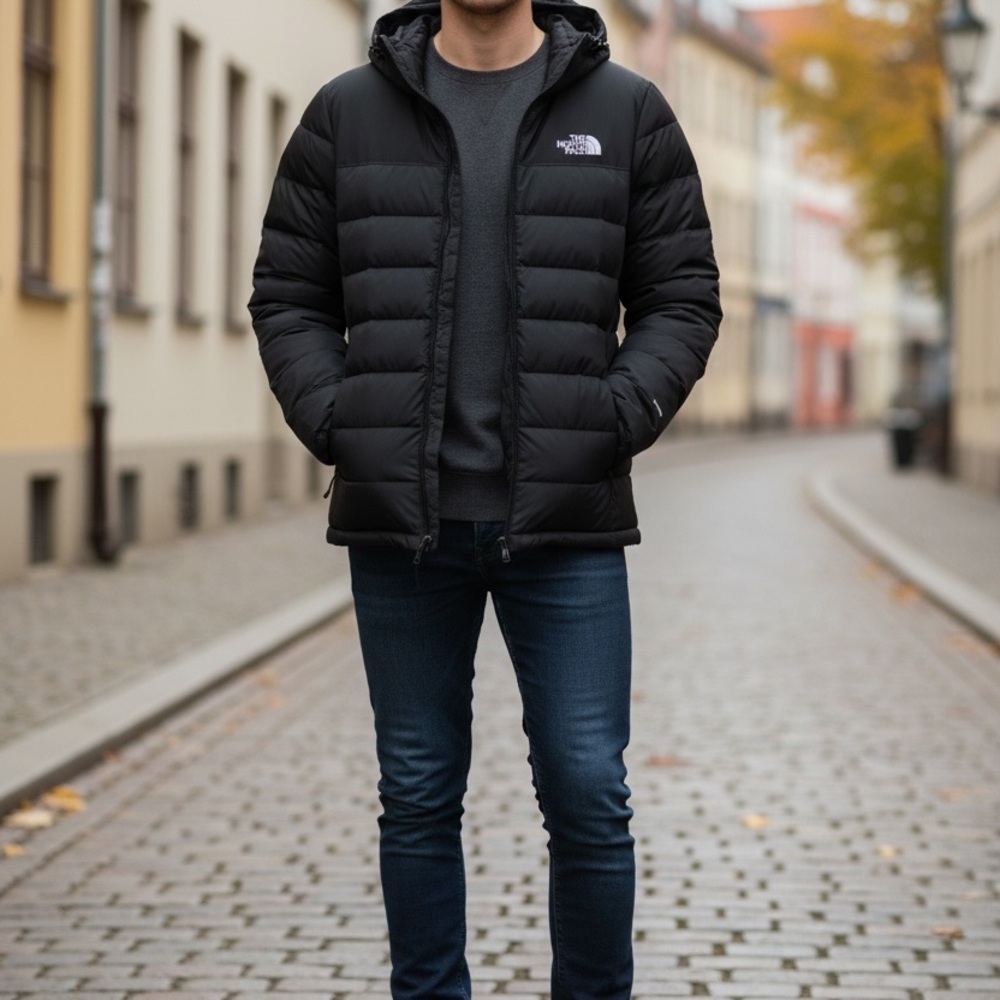 The North Face Men's Black Hooded Puffer Jacket